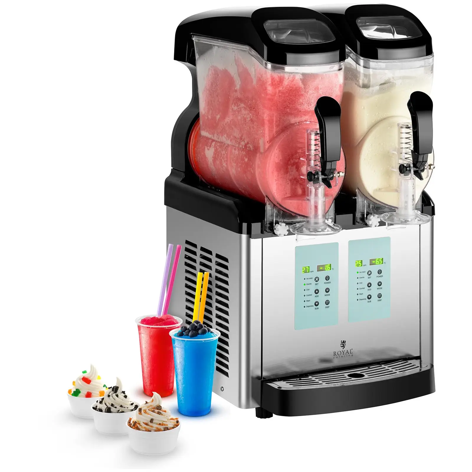 Machine à granitas - 2 x 6 litres - Température min. de -20 °C - Fonction crème glacée