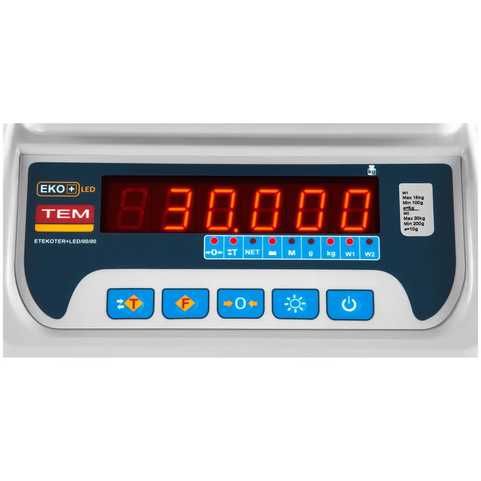 Balance poids-prix - Calibrage certifié - 15 kg / 5 g - 30 kg / 10 g - LED
