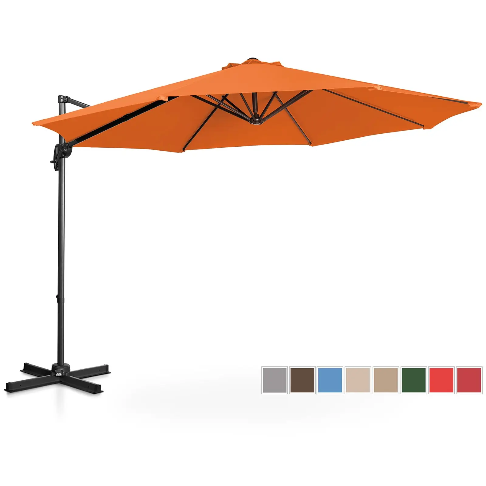 Parasol déporté - Orange - Rond - Ø 300 cm - Inclinable et pivotant