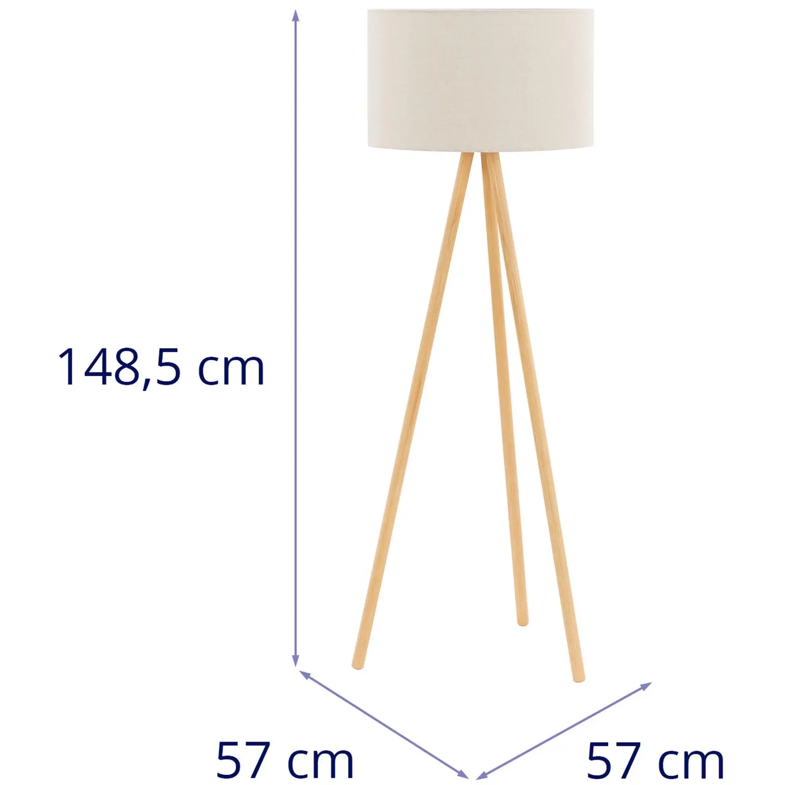 Lampe de salon sur pied - abat-jour en tissu - 40 W - hauteur 148 cm
