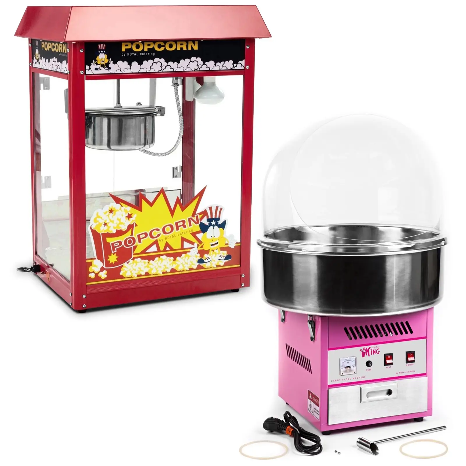 Kit machine à popcorn et machine à barbe à papa - 1 600 W / 1 200 W - Coupole de protection comprise