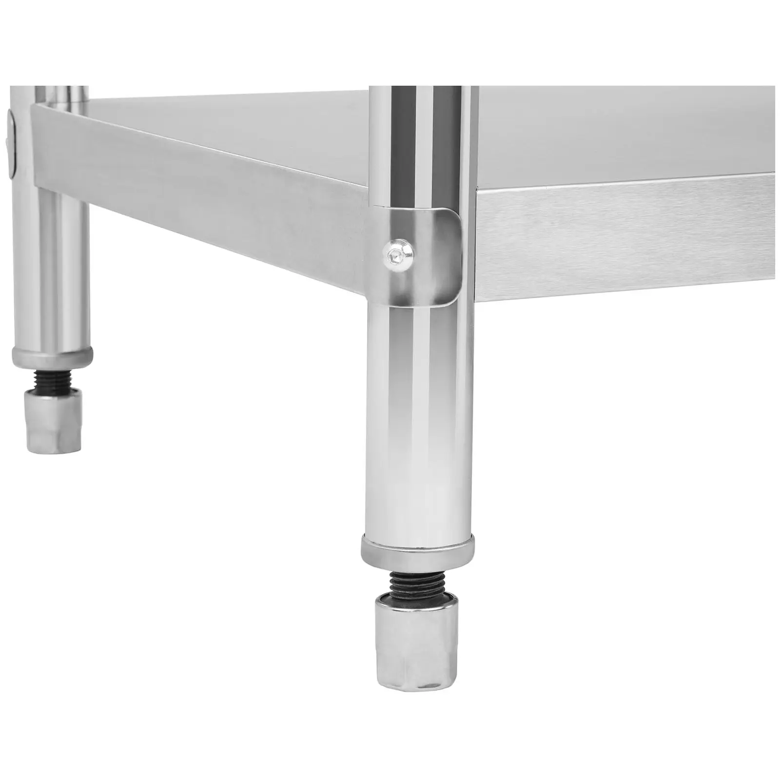 Set - Table inox avec étagère amovible - 120 x 70 cm