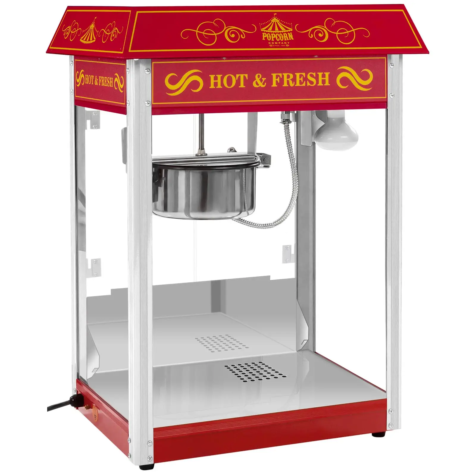 Set machine à popcorn avec chariot et ampoule LED - Allure rétro - Rouge