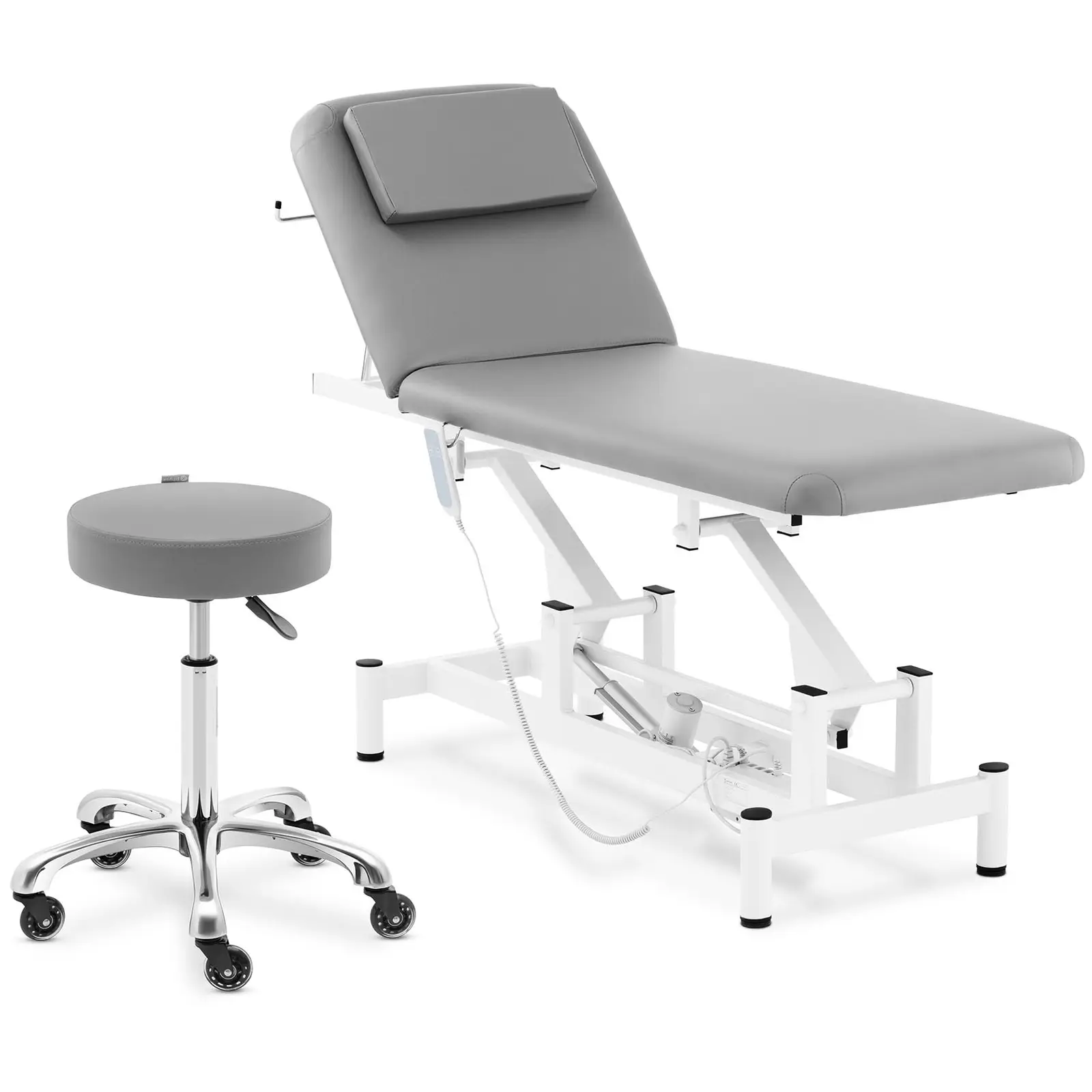 Table de massage électrique avec tabouret à roulettes - Gris foncé